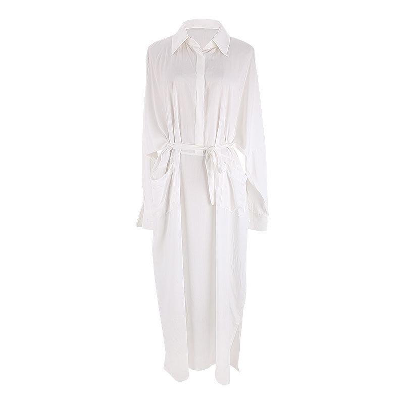 European & American Style Cotton Pocket Long Beach Cover-Up Dress