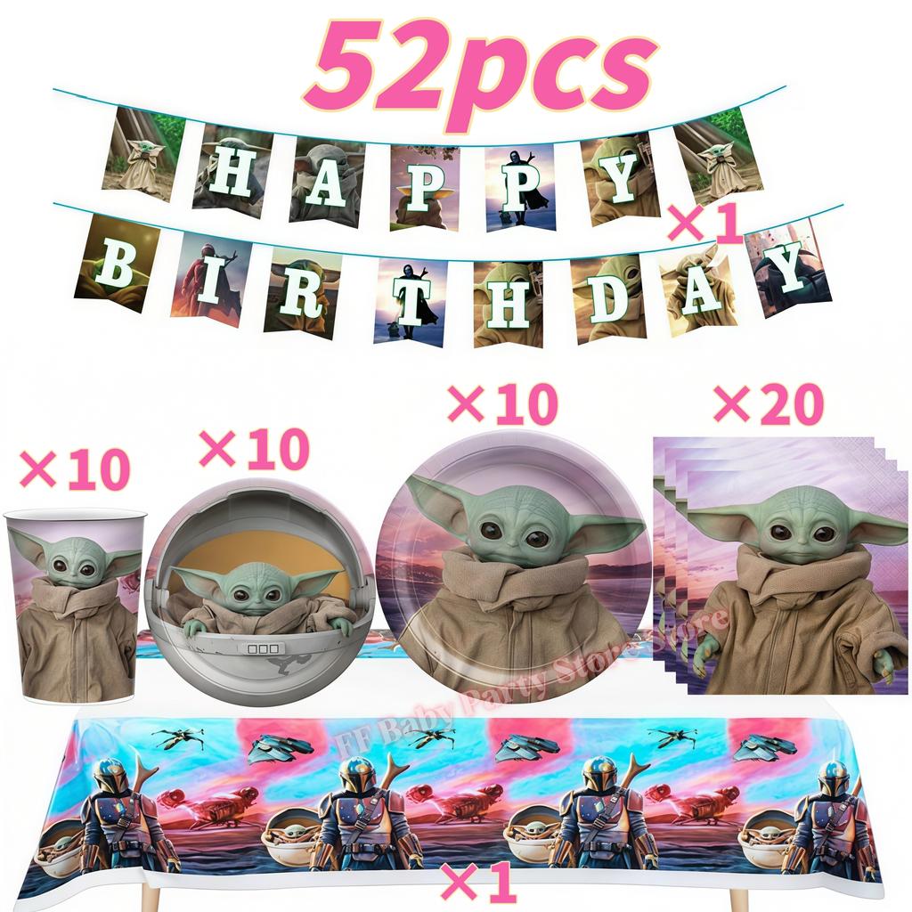 Star Waring Yoda Baby Theme Birthday Party Decoration Plate Napkin Cup Balloons Banner for Boys Favor Baby Shower Supplies Gifts