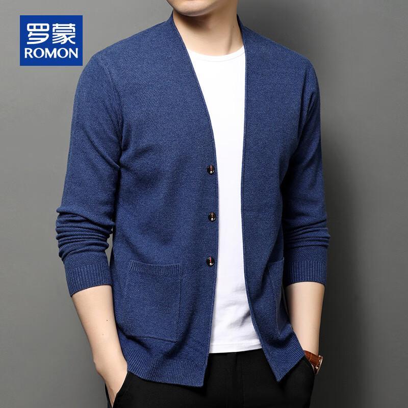 ROMON Men's V-Neck Casual Knit Cardigan