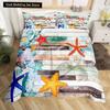Beach Starfish Seashell King Queen Duvet Cover White Ocean Creatures Bedding Set Hawaii Quilt Cover Polyester Comforter Cover