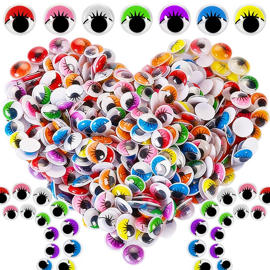 200pcs 0.8-1.5cm Color Adhesive Wiggle Eyes DIY Craft Supplies for Doll Making, Handmade Decorations, Art Project Accessories