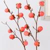 8 Heads Artificial Persimmon Branch Handmade Foam Simulation Persimmon Fruit Realistic Elegant Artificial Fruits Branches