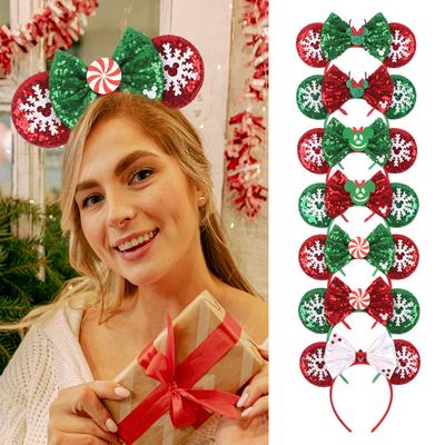 Novo Arco de Orelhas de Rato de Natal Para Meninas Tamanho Único Lantejoulas Laço Tiara Festa Festival DIY Acessórios de Cabelo Boutique