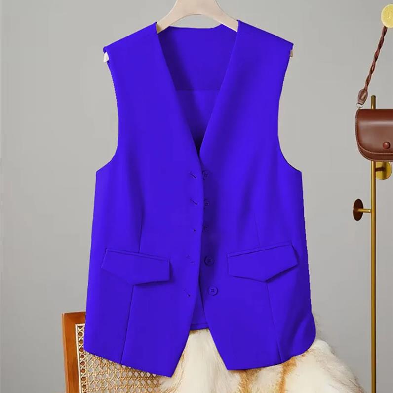 Gilet da Donna Elegante con Scollo a V Senza Maniche per Ufficio Stile Pendolare Monocolore Monopetto