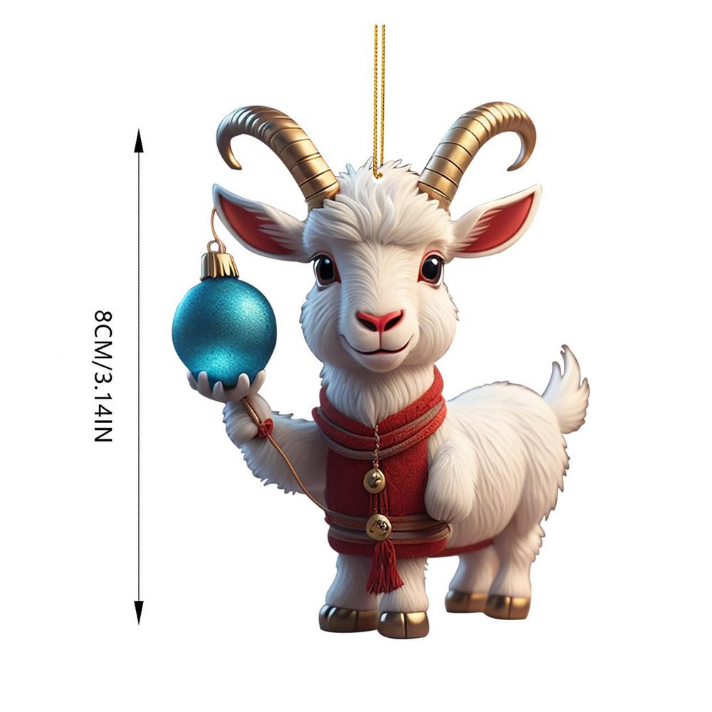Christmas Cute Goat Home Party Decor 2D Christmas Tree Ornaments For Home Xmas Decoration Party Supplies