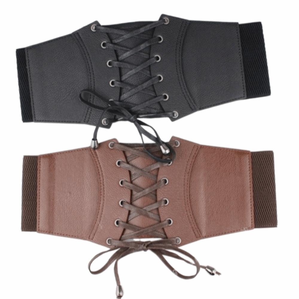Solid Color PU Leather Corset Spicy Girl Western Cowboy Belt Gothic Wide Belt  Ladies