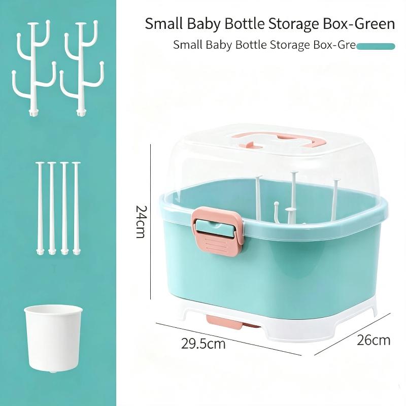 Baby Bottle Storage Box Large Capacity Dustproof Clear Lid Portable Handle For New Parents Daily Use