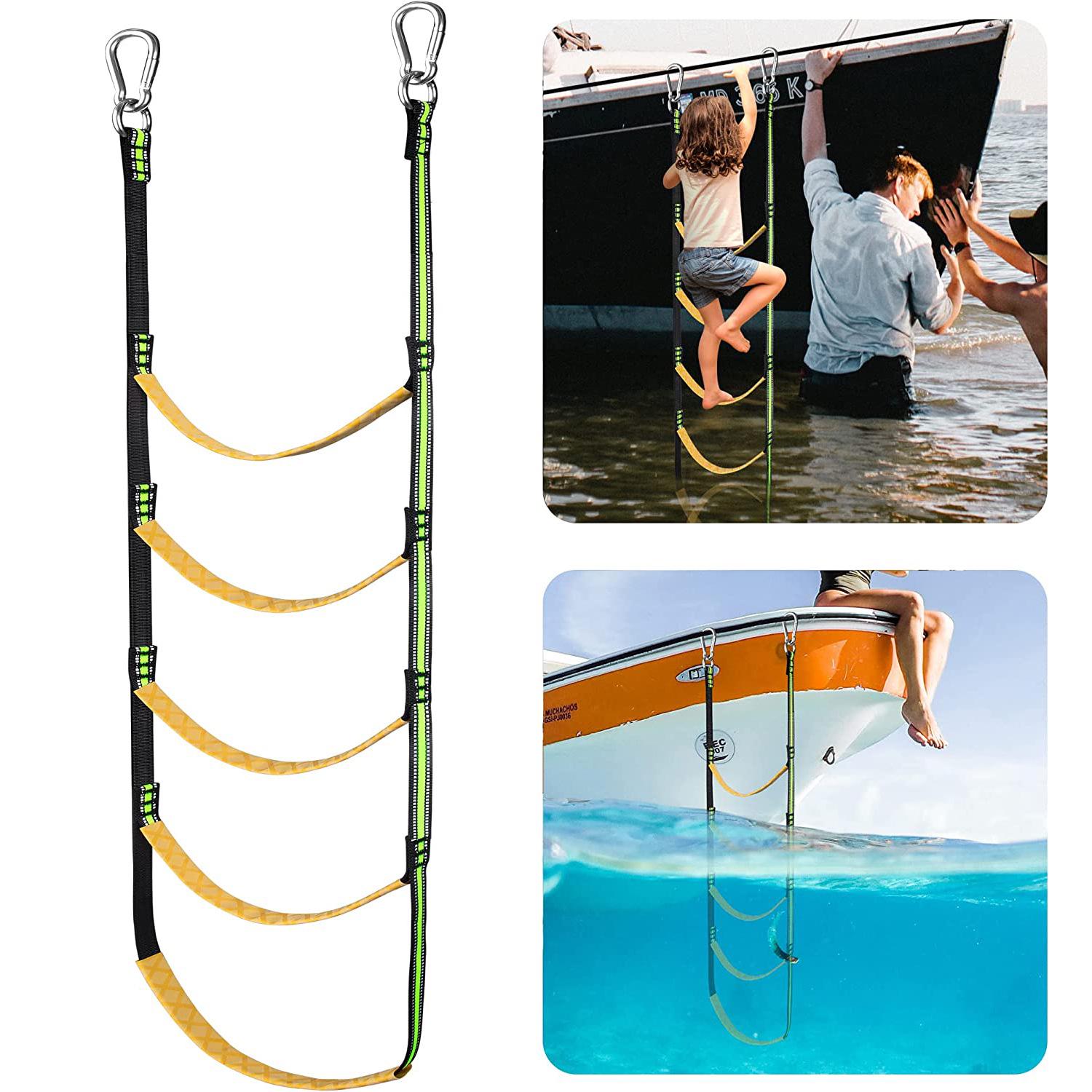 

Inflatable Boat Soft Marine Rope Ladder for Yacht - Folding Hanging Design Red - 3 Steps