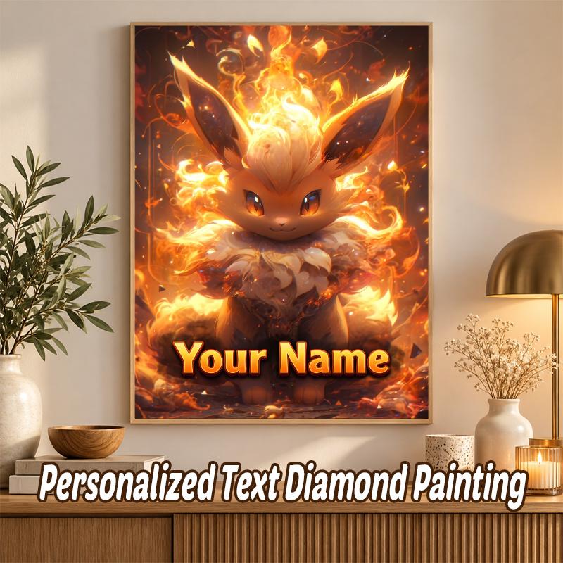 Eevee Custom Name Diamond Painting Personalized 5D Full Drill DIY Diamond Art Home Decor