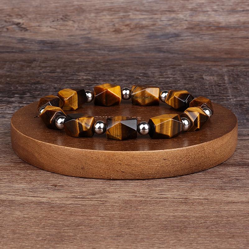 Natürlicher facettierter Tigeraugenstein Reiki-Armbänder Herren Mode Energie Hämatit-Perlen Armbänder für Frauen Seelen Schmuck Geschenk Pulsera
