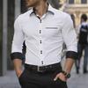 Vår Höst Nya Herrkläder Långärmad Enfärgad Skjorta Herr Business Casual Dubbelknäppt Mode Skjorta Toppar