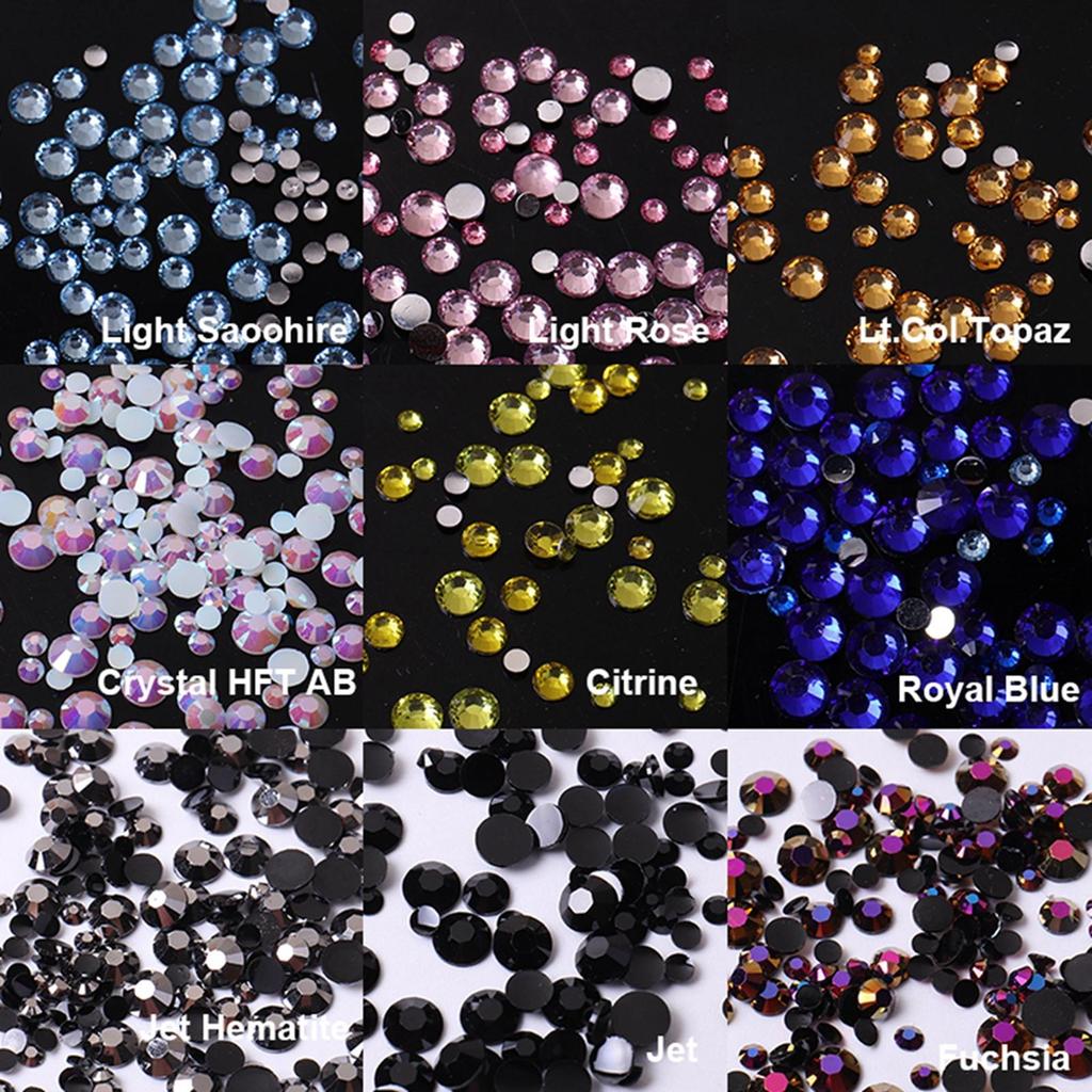 1500Pcs/box Nail Art Rhinestones 12 Grids Flatback Round Crystal Diamond Nail Gems Nail Art Decorations Manicure Accessories