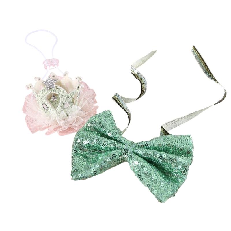 

Cats Wedding Collar Sequins Blingbling for Small Medium Girl Dogs Cats Dog Collar BowTie Wedding Costumes 1 зелений