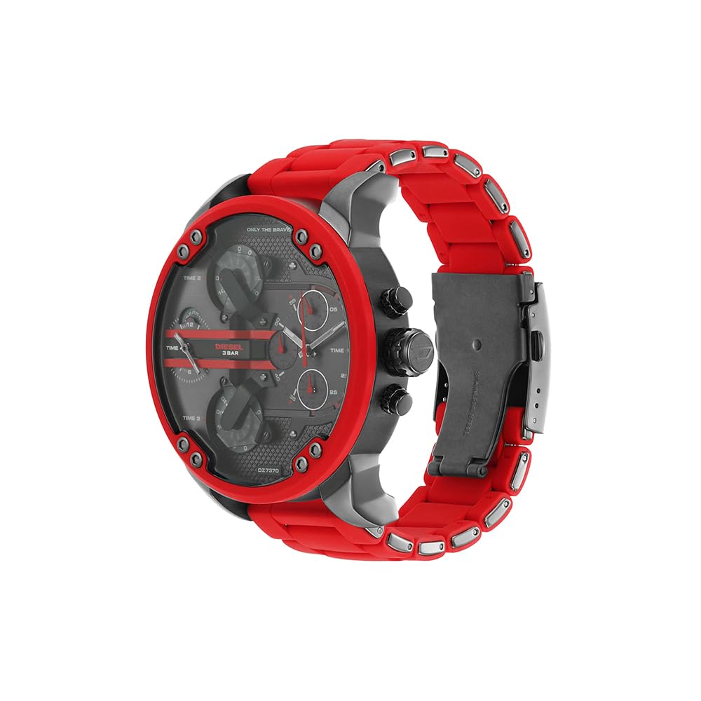 Relógio Diesel Daddy Envoltório de Silicone Vermelho Aço Inoxidável DZ7370 Masculino Sr.. 2.0 Multi-Movimento [Usado]