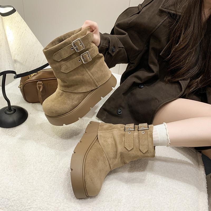 In the autumn of 2025, the new trouser boots, British style short boots, thick-soled heightening, versatile and absolutely perfect, Maillard stacking