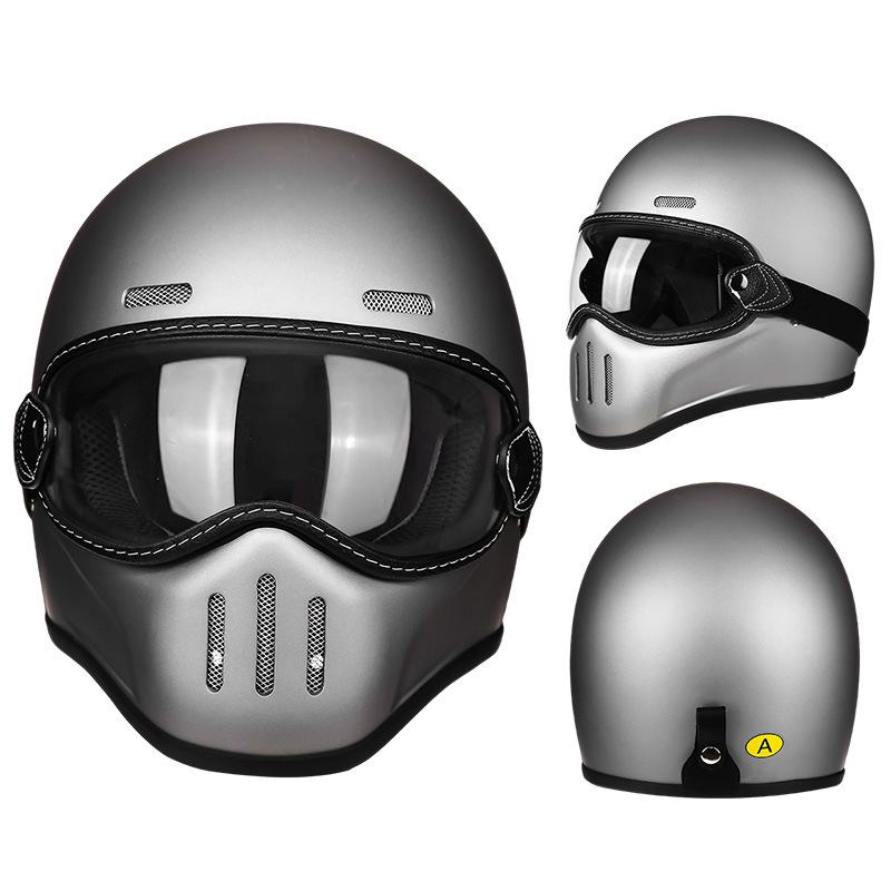 Retro Fiberglass Full Face Helmet for Motorcycles - Unisex Pig Nose Design, Small Shell for Harley Cruiser American Bikes