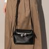 Women's Exquisite Clip Bag Luxury Genuine Leather Metal Ball Buckle Decor Bag  Retro Kiss Lock Bag Simple Shoulder Crossbody Bag