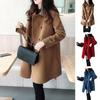 Vintage Woolen Trench Coat for Women Winter Warm Double Breasted Mid Length Thick Fall Coat