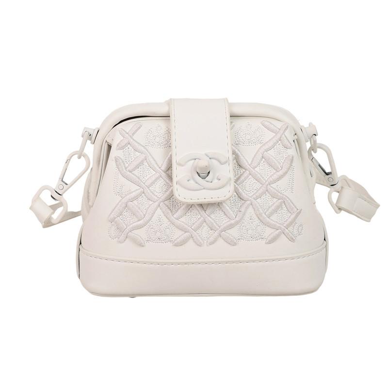 Tung Industri Broderi Skalväska Dam Ny Premium Texturerad Broderitråd Enfärgad Axelväska Crossbody