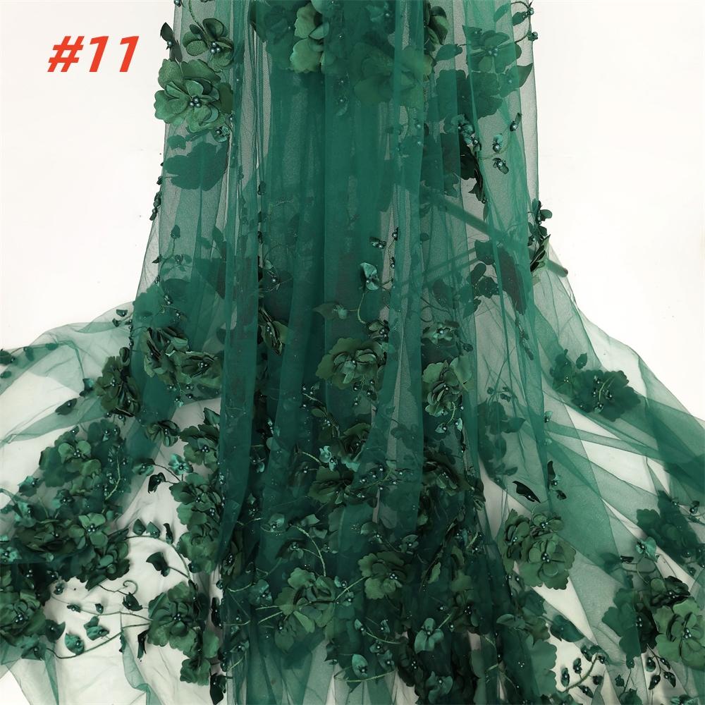 African Lace Fabric 2025 High Quality With Beads Mesh Embroidery 3D Flower Tulle Nigerian Lace Fabric for Women Party Dresses
