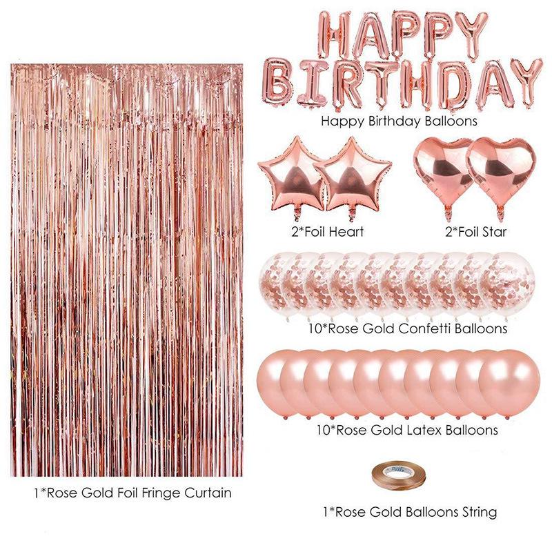Hot Sale Rose Gold Balloon Decoration Set for Birthday Parties