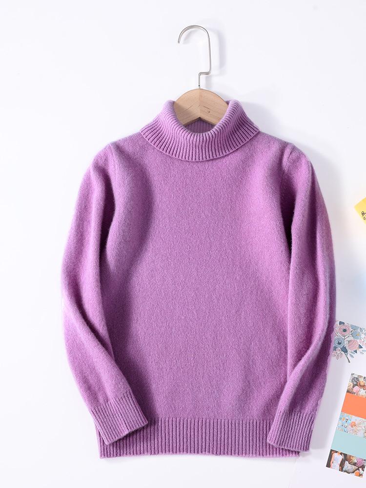 Children's 100% Pure Wool High Turtleneck Sweater - Autumn & Winter Pullover for Boys and Girls