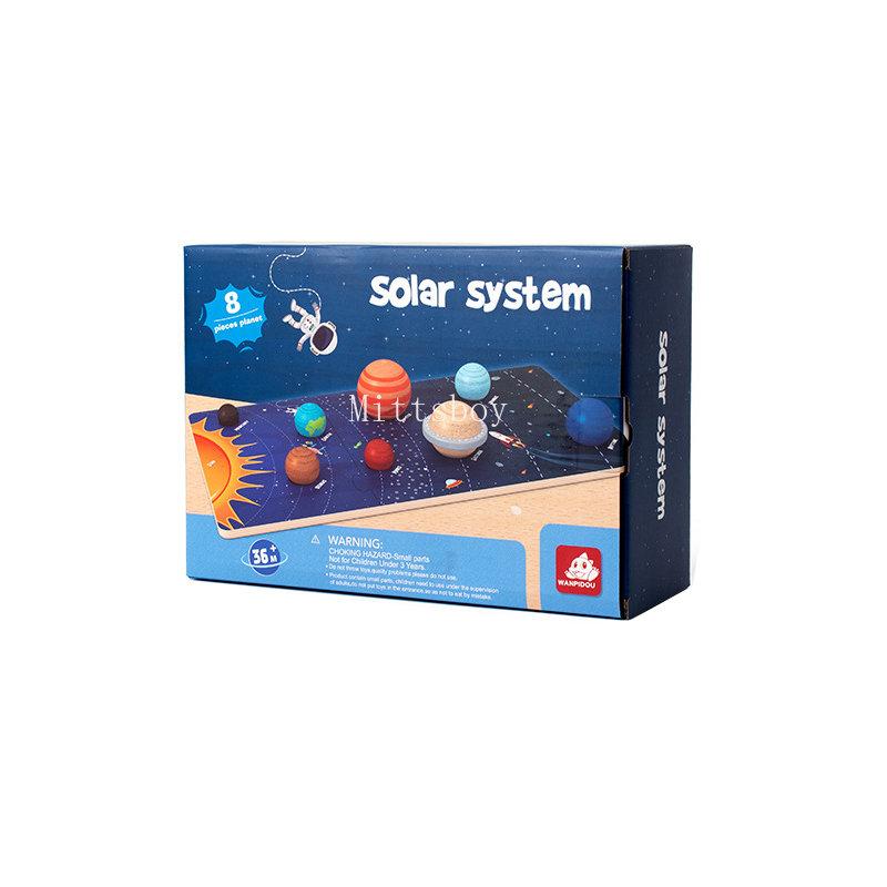 Baby Montessori Holz Früherziehung Spielzeug 3D Acht Planeten Puzzle Spielzeug Universum Kognition Sonnensystem Planeten Zuordnungsbrett