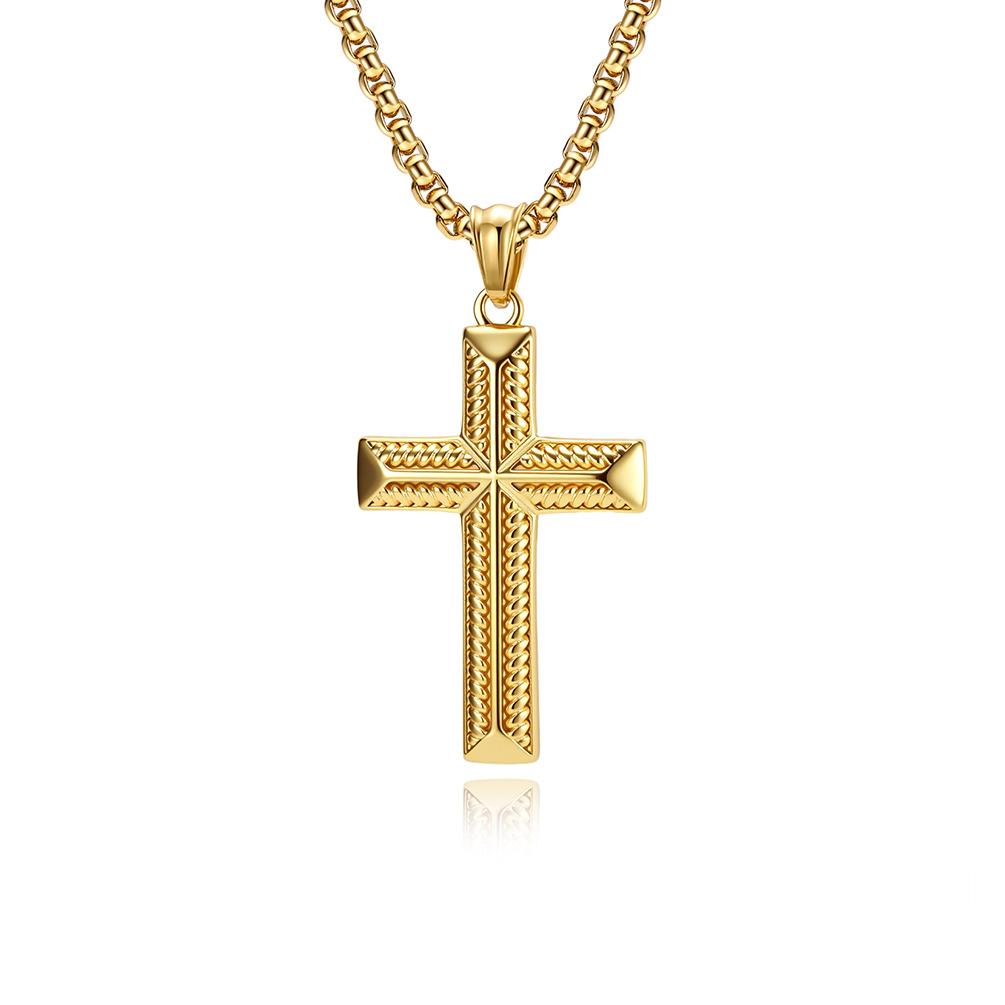 Ins Europäischer und Amerikanischer Trend Titanstahl Gewindekreuz Halskette Herren Nischen Persönlichkeit Hip-Hop Anhänger Nicht verblassender Schmuck