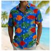 2026 Men's Fish Palm Leaf Short Sleeve Summer Beach Vacation Casual Loose Short Sleeve Shirt