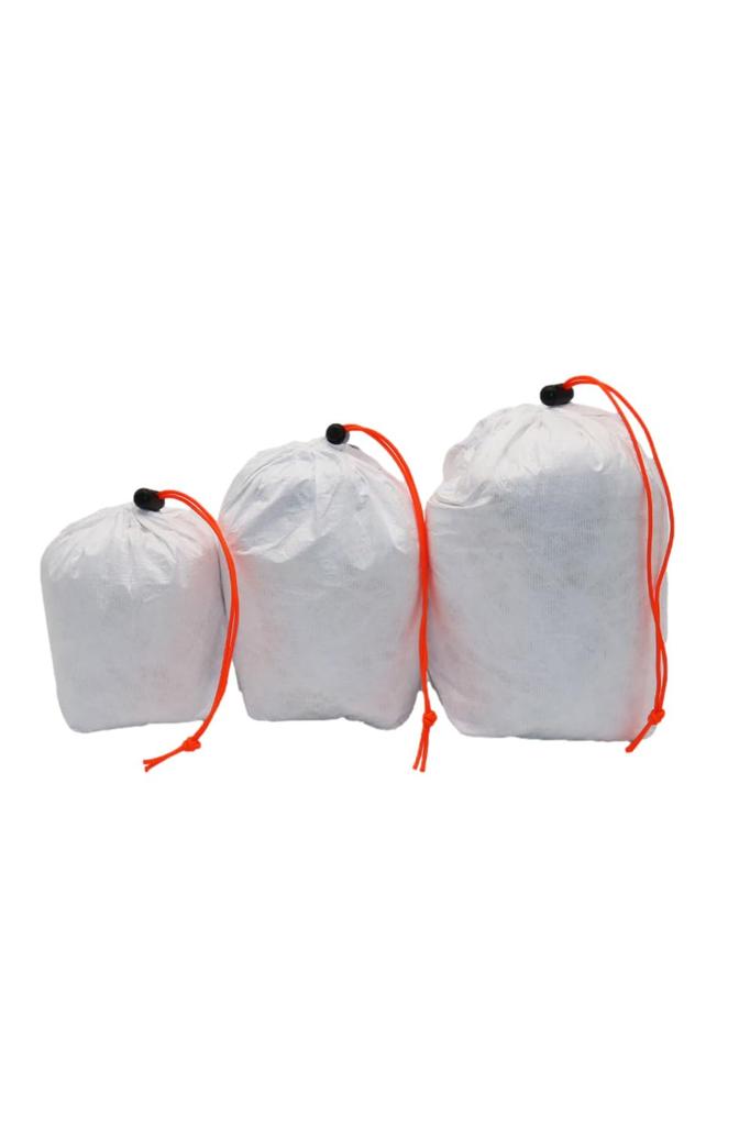 Tyvek Stuff Sacks, 3 Sizes (S/M/L), Ultralight, Waterproof, Water-Repellent, Drawstring, for Outdoor Gear Organization, Hiking, Camping (Cord Color: N