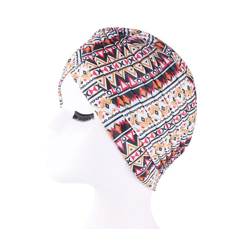 New Print African Headtie Turban Cap Soft Stretch Twisted Pleated Beanie Head Wrap for Women Chemo Bonnet