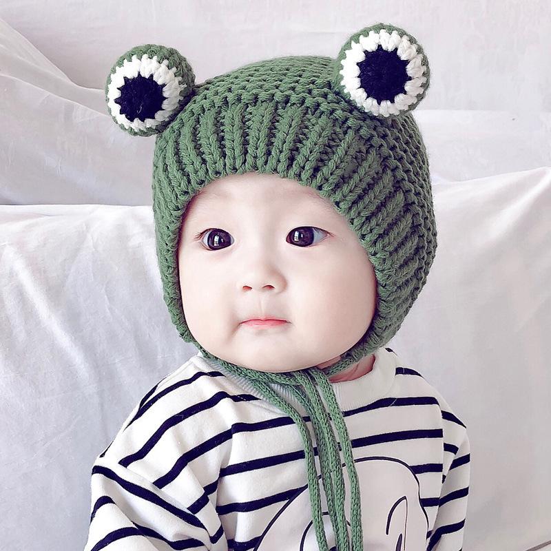 Kids Baby Cute Warm Beanies Cap Hat Lovely Autumn Winter Toddler Soft Frog Shape Children's Knitted Cap Hat For Boy Girl