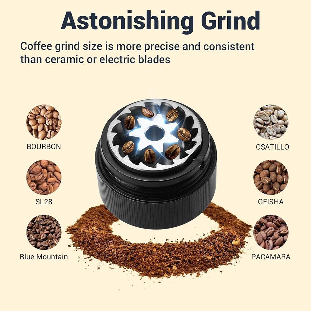 CNC Manual Coffee Grinder with Aluminum Shell & 420 Stainless Steel Conical Blade