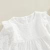 Toddler Baby Girls Clothes Set Solid Color Cutout Round Neck Long Sleeve T-shirt Tops and Elastic Casual Ruffle Shorts