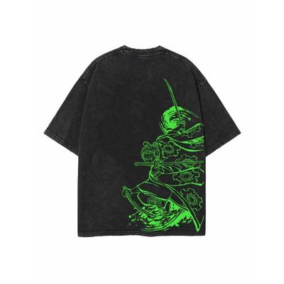 Anime Harajuku Vintage Baumwolle Gewaschenes T-Shirt Herren Hip Hop Streetwear Oversized Damen Kurze Ärmel Unisex Top