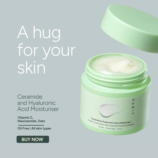 Gabit Ceramide & Hyaluronic Face Moisturiser | Lightweight Moisturizer to Hydrate & Brighten Skin  | 50ml