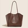 Women's Genuine Leather Solid Color Tote Bag Large Capacity Shoulder Bag for Daily Life Trendy Versatile All-match Commuting Bag