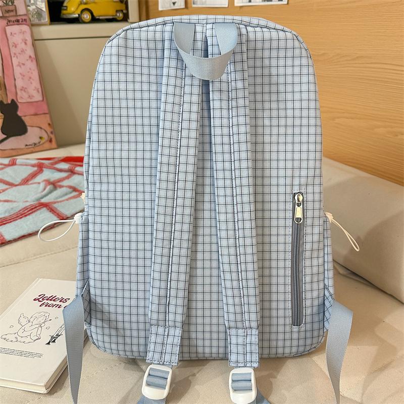 Plecak Szkolny na Kampus Kratkowany Plecak Duża Pojemność Podróżny Lekki Plecak