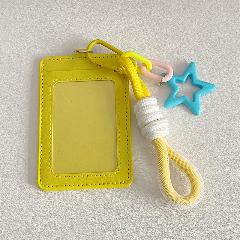Portable Candy Color Pu Leather Business ID Card Credit Badge Holder Coin Purse Wallet Bus Cards Cover With Keychain