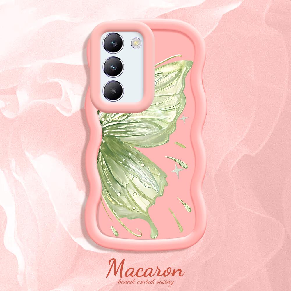 

Окрашенный узор Big Wave Edge Мягкий силиконовый материал Macaron чехол для телефона противоударный защитный резиновый чехол для OnePlus Vivo Motorola Moto Vivo Y28 5G розовый