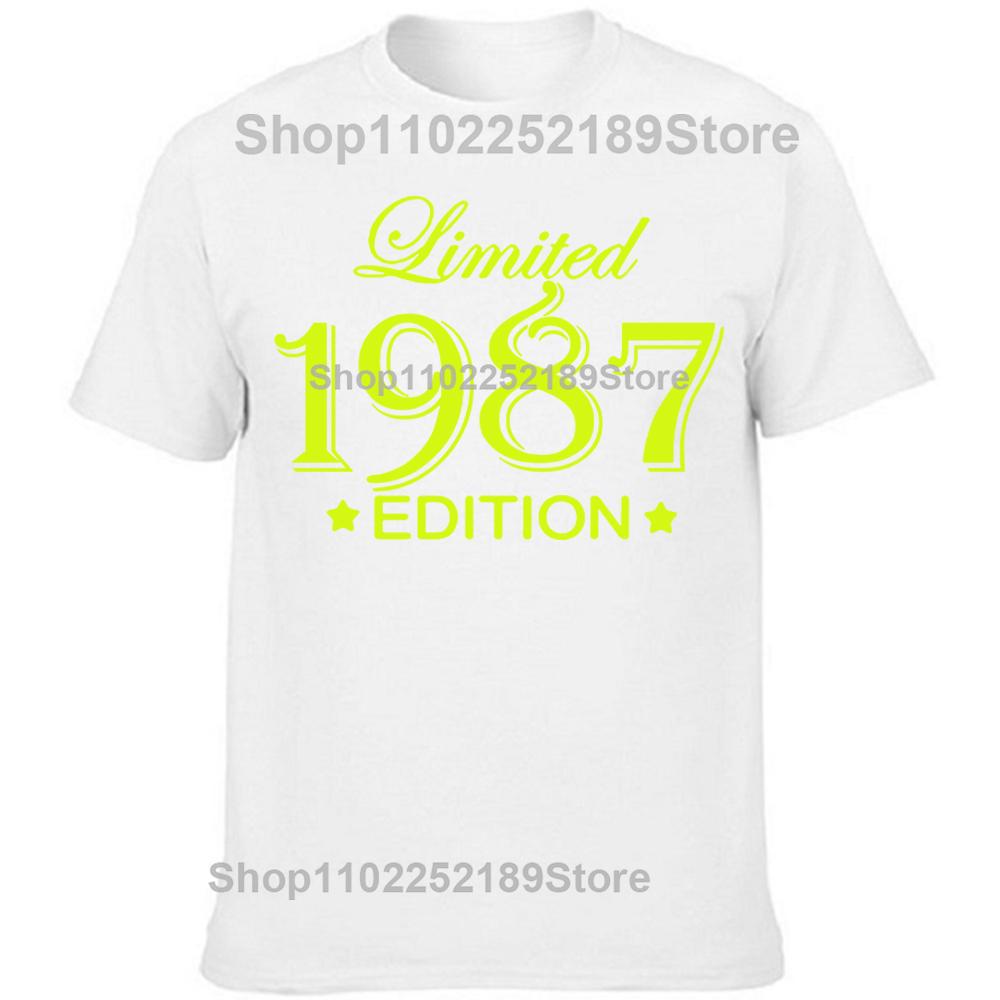 Novelty Awesome 1987 38 Years Old T Shirts Tee Tops Round Neck Short-Sleeve Fashion Tshirt Clothing Casual Basic T-shirts