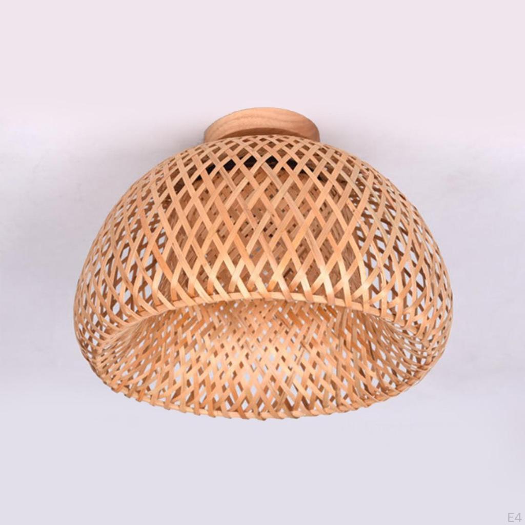 Bamboo Ceiling Light Rural Style Foyer Semi Lamp Pandent for Dining Room Bedroom