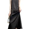 Light Luxury High-end Style Printed Satin Suspender Dress Women's New Temperament New Chinese Acetic Acid Dress