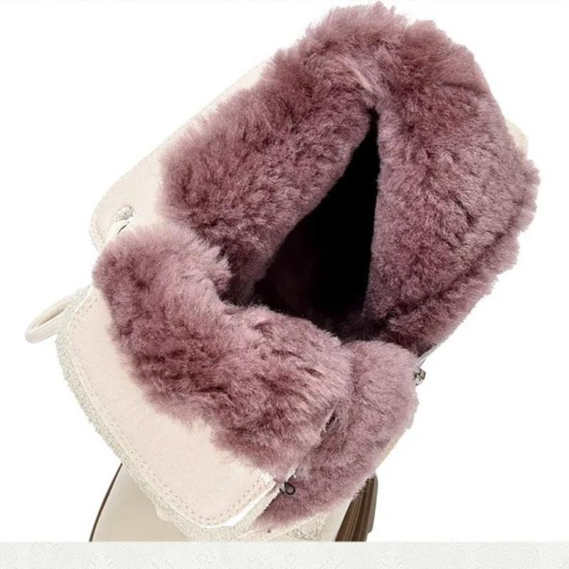Johnature Genuine Leather Wool Boots Thick And Warm Women's Cotton Shoes Thick Soles Anti Slip Short Boots