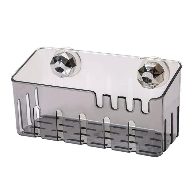 

Sponge Holder With Suction Cup Sink Organizers Kitchen Storage Durable Plastic Drainage Holes Modern Design For Cleaning Tools прозорий/сірий