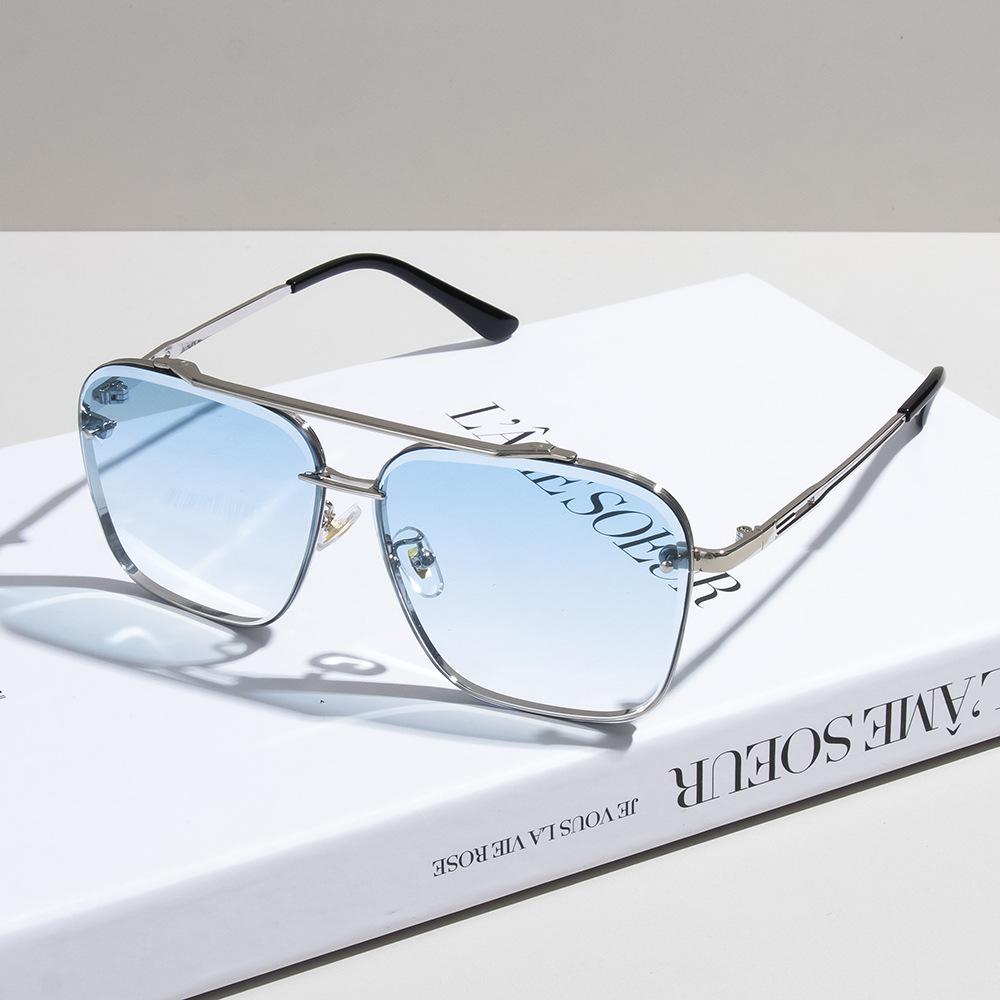 Fashion Square Sunglasses Men Vintage Big Frame Women Gradient Lens Sun Glasses Luxury Brand Metal Punk Eyewear