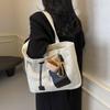 Canvas Tote Bag Student Class Shoulder Bag Large Capacity Commuter Handbag