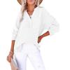 Women's Solid Color Single Breasted Long Sleeved Shirt Top