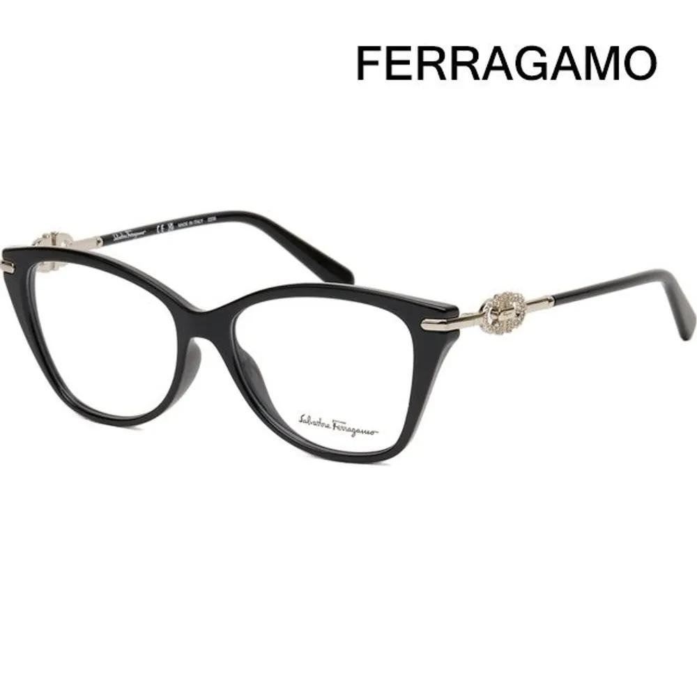 Eyeglass Frame SF2937R 001 Black Cat-Eye Horn-rimmed Fashion with Logo Decoration