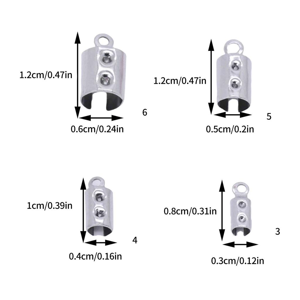10pcs Round Edge Cord End Clip Stainless Steel Rope Clamps Jewelry Crafting Accessories Bracelet Necklace Connector